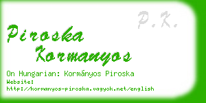 piroska kormanyos business card